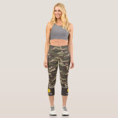 Muster für die grüne Camouflage von Pickleball Capri Leggings (Vorderseite)