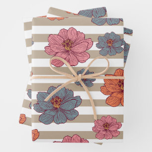 Muster für die hintere farbige Blume Geschenkpapier Set