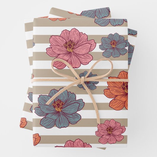 Muster für die hintere farbige Blume Geschenkpapier Set (Beispiel)