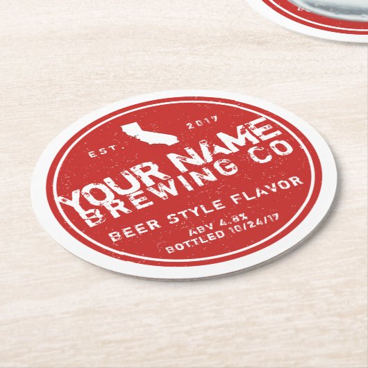 Muster für die Markengestaltung von Homebrew-Unter Runder Pappuntersetzer (Angewinkelt)
