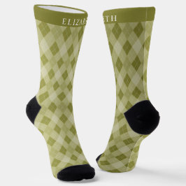 Muster für die Raute in Graustufen, Olive Green Socken
