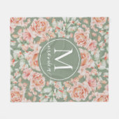 Muster für die Rose der grünen Flora Fleecedecke (Vorderseite (Horizontal))