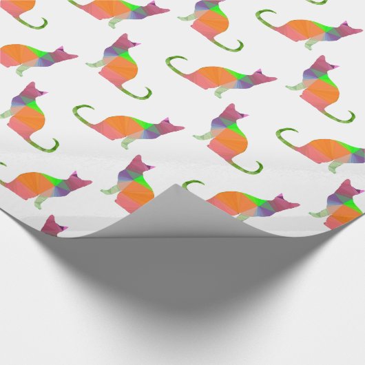 Muster für die Silhouette von niedrig polaren Katz Geschenkpapier (Ecke)