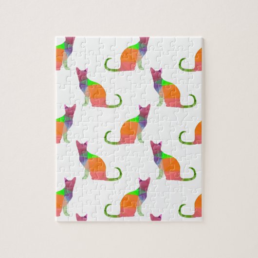 Muster für die Silhouette von niedrig polaren Katz Puzzle (Vertikal)