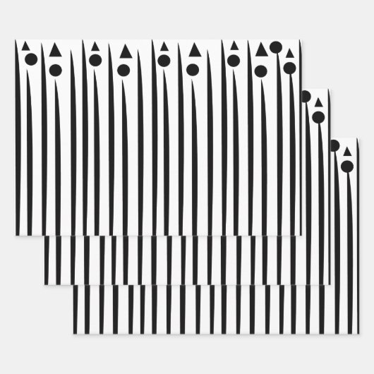 Muster für die Streifen des schwarzen und weißen K Geschenkpapier Set (Set)