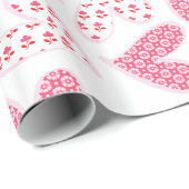 Muster für die weißen rosa Blumenmuster Geschenkpapier (Rolleneckpunkt)