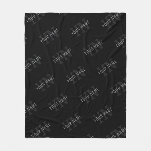 Muster für dunkelgraue und schwarze Monogramme Fleecedecke (Vorderseite)