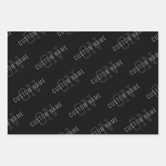 Muster für dunkelgraue und schwarze Monogramme Geschenkpapier Set (Vorderseite)