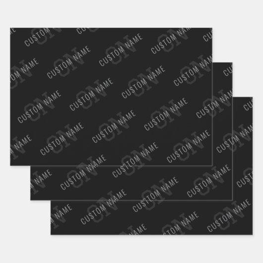 Muster für dunkelgraue und schwarze Monogramme Geschenkpapier Set (Set)