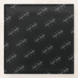 Muster für dunkelgraue und schwarze Monogramme Glasuntersetzer