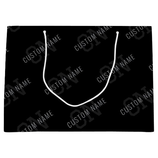 Muster für dunkelgraue und schwarze Monogramme Große Geschenktüte (Vorderseite)