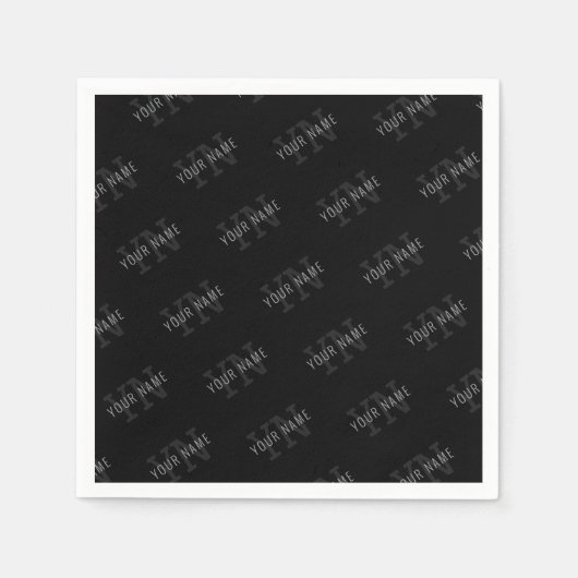 Muster für dunkelgraue und schwarze Monogramme Serviette (Vorderseite)