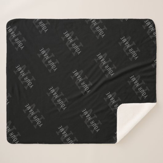 Muster für dunkelgraue und schwarze Monogramme Sherpadecke (Vorderseite (Horizontal))