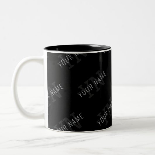 Muster für dunkelgraue und schwarze Monogramme Zweifarbige Tasse (Links)