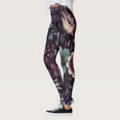 Muster für dunkle Lila und grüne Blume Leggings (Links)