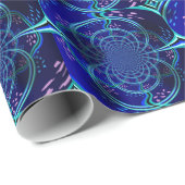 Muster für ein elektrisches blaues Fraktal Geschenkpapier (Rolleneckpunkt)