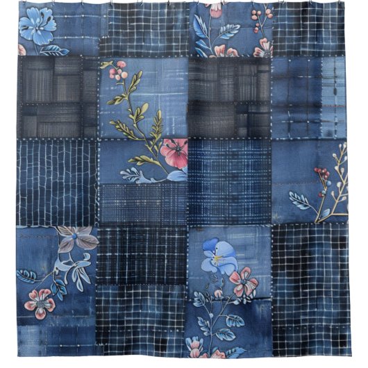 Muster für ein Muster für ein Muster | Boho Denim Duschvorhang (Vorderseite)