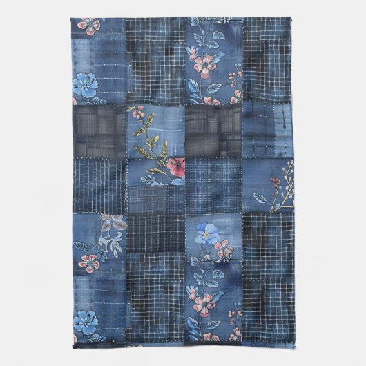Muster für ein Muster für ein Muster | Boho Denim Geschirrtuch (Vertikal)