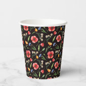 Muster für einfarbige Wildblumen Pappbecher (Rückseite)