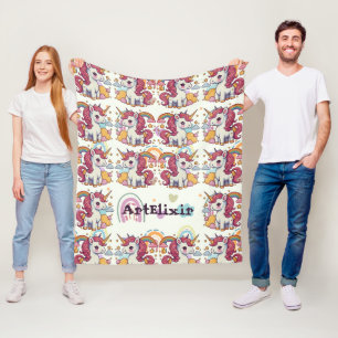 Muster für Einhörner und Regenbogen Fleecedecke