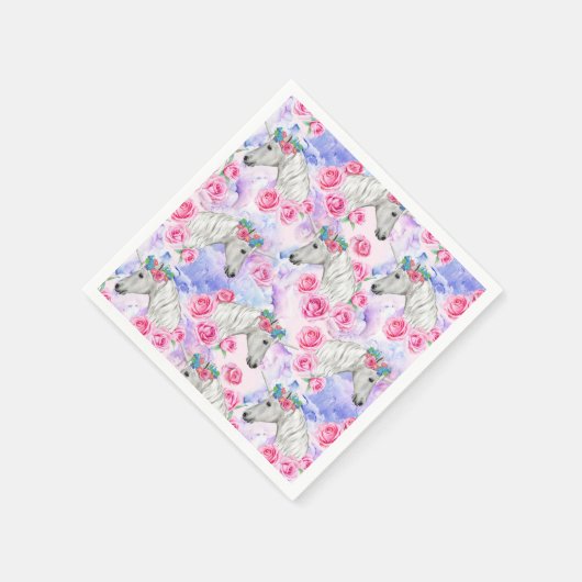 Muster für Einhörner und Rose Serviette (Ecke)