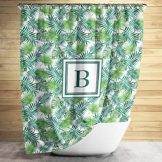 Muster für elegante Monogram Palm-Blätter Duschvorhang