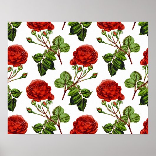 Muster für elegante Rote Rosen Blumenmuster-Blume  Poster (Vorne)