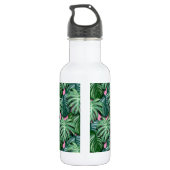 Muster für exotische grüne tropische Blätter Edelstahlflasche (Rückseite)