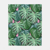 Muster für exotische grüne tropische Blätter Fleecedecke (Vorderseite)