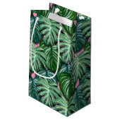 Muster für exotische grüne tropische Blätter Kleine Geschenktüte (Rückseite Schrägansicht)