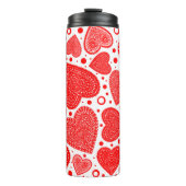Muster für extravagante rote Herzen und Punkte Thermosbecher (Vorderseite)