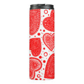 Muster für extravagante rote Herzen und Punkte Thermosbecher (Rückseite)