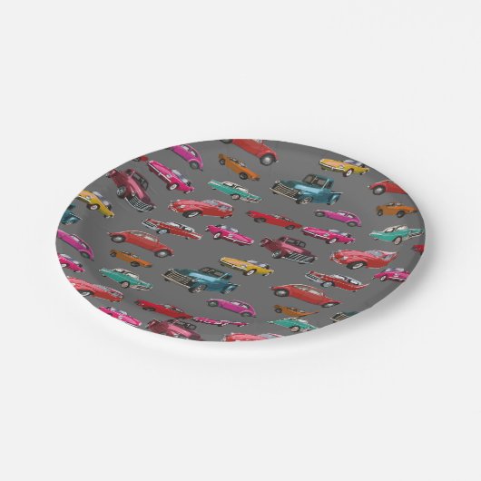 Muster für Fahrzeuge und Lastkraftwagen Pappteller (Schrägansicht)