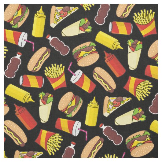 Muster für Farb-Fast-Food-Symbole Stoff (Muster)