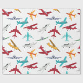 Muster für farbenfrohe Flugzeuge Geschenkpapier (Flach)