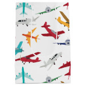 Muster für farbenfrohe Flugzeuge Mittlere Geschenktüte (Rückseite)