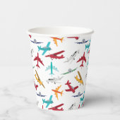 Muster für farbenfrohe Flugzeuge Pappbecher (Rückseite)