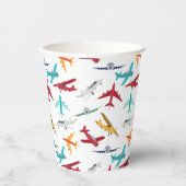 Muster für farbenfrohe Flugzeuge Pappbecher (Vorderseite)