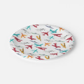 Muster für farbenfrohe Flugzeuge Pappteller (Schrägansicht)