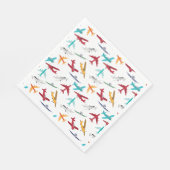 Muster für farbenfrohe Flugzeuge Serviette (Ecke)