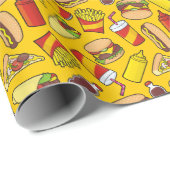 Muster für farbige Fast Food-Icons Geschenkpapier (Rolleneckpunkt)