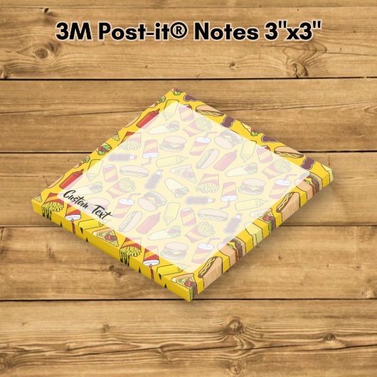 Muster für farbige Fast Food-Icons Post-it Klebezettel