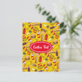 Muster für farbige Fast Food-Icons Postkarte (Stehend Vorderseite)