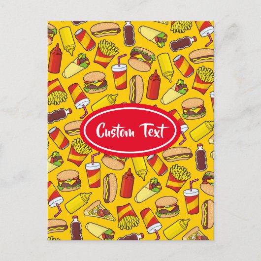 Muster für farbige Fast Food-Icons Postkarte (Vorderseite)