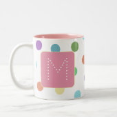 Muster für farbige Punkte in Monogramm Zweifarbige Tasse (Links)
