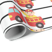 Muster für Feuerwehrrote und Feuerwehrfahrzeuge Geschenkpapier (Rolleneckpunkt)