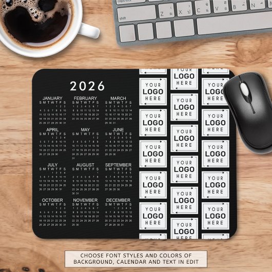 Muster für Firmenlogos 2026 Kalender mit benutzerd Mousepad