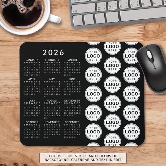 Muster für Firmenlogos 2026 Kalender mit benutzerd Mousepad