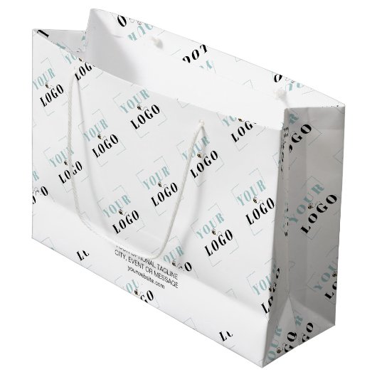 Muster für Firmenlogos mit benutzerdefiniertem Wer Große Geschenktüte (Vorderseite Schrägansicht)