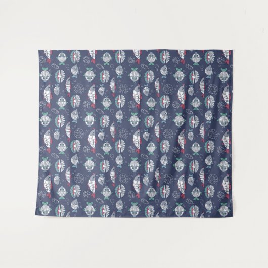 Muster für Fische und Austern Wandteppich (Vorderseite (Horizontal))